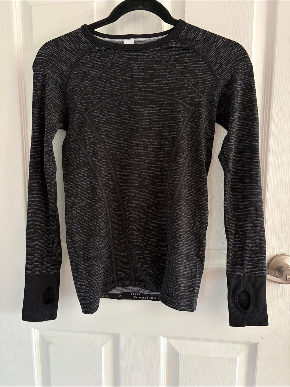 Ivivva long sleeve shirt size 12 black white thumbholes exercise